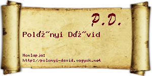 Polónyi Dávid névjegykártya
